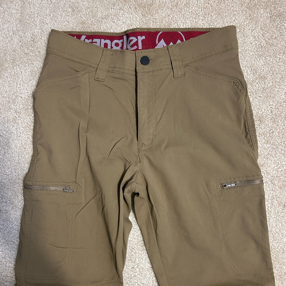 Wrangler Tan Work Utility Pants with Zippered Thigh Pockets